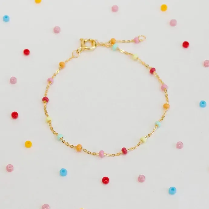 Enamel Lola Rainbow armbånd i forgyldt sølv regnbuefarvet emalje