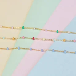 Enamel Lola Rainbow armbånd i forgyldt sølv regnbuefarvet emalje