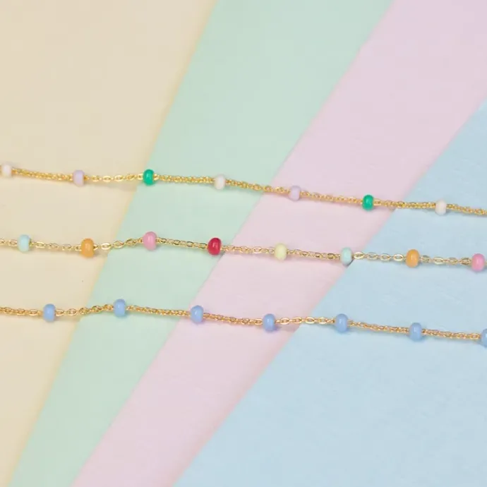 Enamel Lola Rainbow armbånd i forgyldt sølv regnbuefarvet emalje