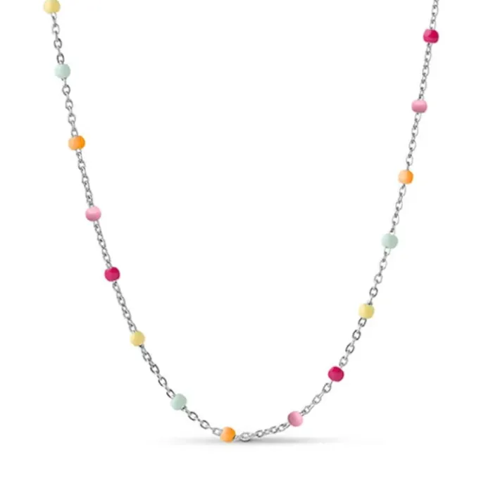 Enamel Lola Rainbow halskæde i sølv regnbuefarvet emalje