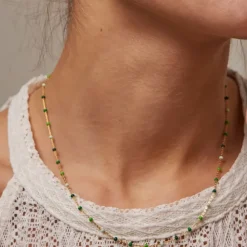 Enamel Lola Spring halskæde i forgyldt sølv