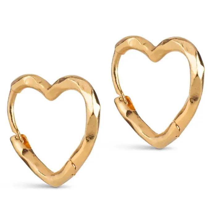 Enamel Organic Heart Small øreringe i forgyldt sølv