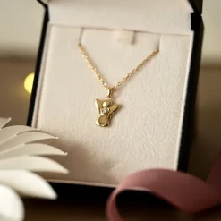 Engel diamant vedhæng i 14 karat guld 0,022 ct