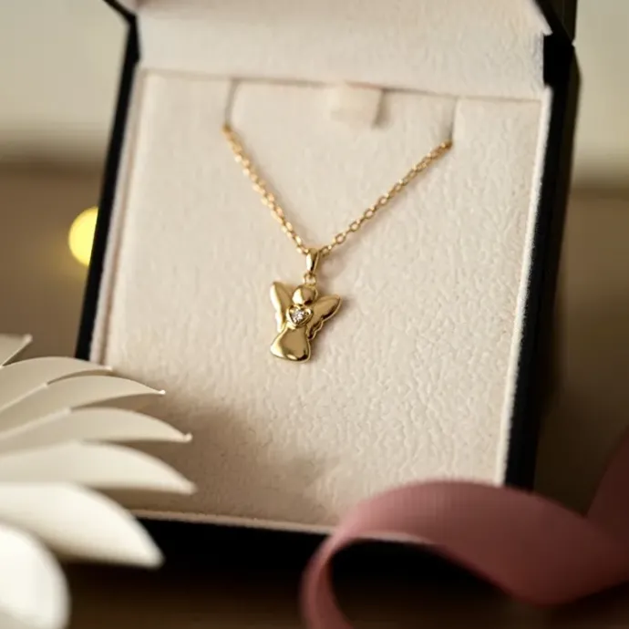 Engel diamant vedhæng i 14 karat guld 0,022 ct