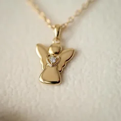 Engel diamant vedhæng i 14 karat guld 0,022 ct