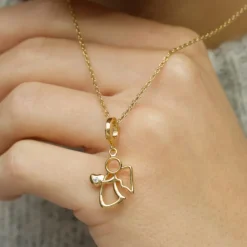 Engel zirkon vedhæng i forgyldt sølv