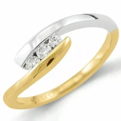 Enkel diamant ring i 9 karat guld.- og hvidguld 0,11 ct
