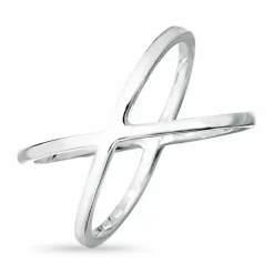 Enkel kryds ring i rhodineret sølv