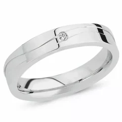 Enkel zirkon ring i rhodineret sølv