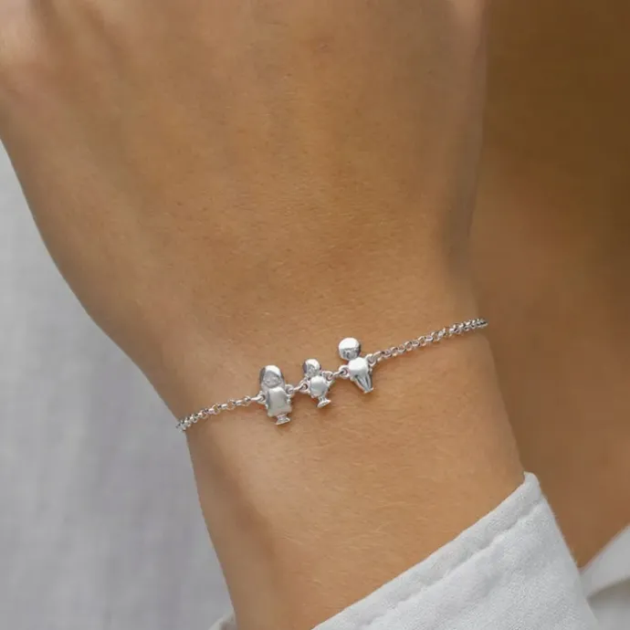 Familie armbånd i sølv med Far – Datter – Mor i sølv
