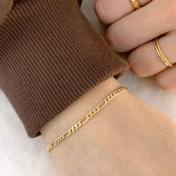 Figaroarmbånd i 14 karat guld 18,5 cm x 2,8 mm