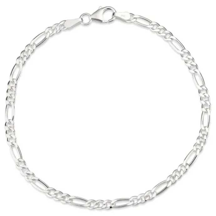 Figaroarmbånd i sølv 17 cm x 3,4 mm