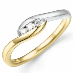 Fingerring abstrakt brillant ring i 14 karat guld.- og hvidguld 0,11 ct