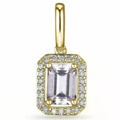 Firkantet morganit diamantvedhæng i 14 karat guld 0,78 ct 0,11 ct
