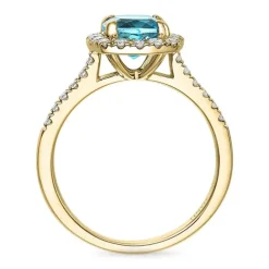 Firkantet topas diamantring i 14 karat guld 1,90 ct 0,44 ct