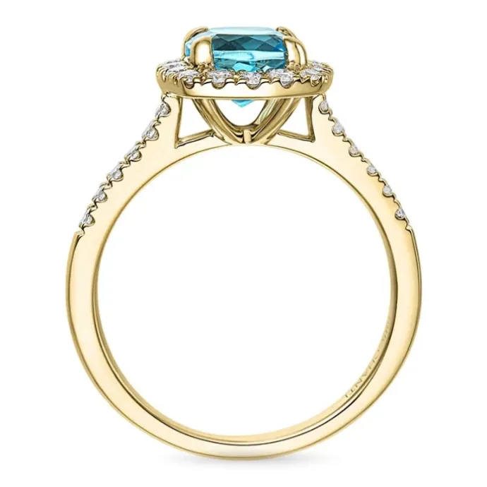 Firkantet topas diamantring i 14 karat guld 1,90 ct 0,44 ct