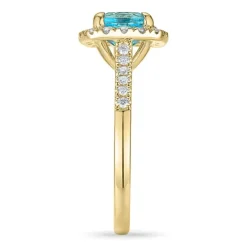 Firkantet topas diamantring i 14 karat guld 1,90 ct 0,44 ct