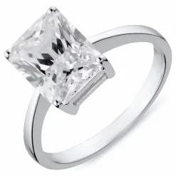 Firkantet zirkon ring i rhodineret sølv