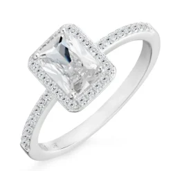 Firkantet zirkon ring i sølv