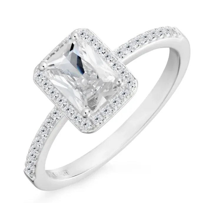Firkantet zirkon ring i sølv