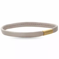 Flad beige magnetarmbånd i læder med forgyldt stål lås x 6 mm