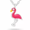 Flamingo krystal halskæde i sølv med vedhæng i sølv