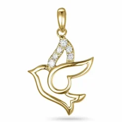 Fugle diamant vedhæng i 14 karat guld 0,06 ct