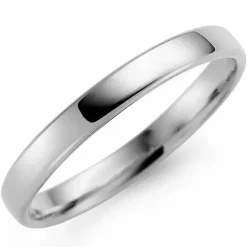 Glat 3 mm vielsesring i 14 karat hvidguld