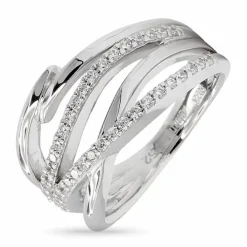 Glat zirkon ring i rhodineret sølv