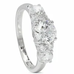 Glat zirkon ring i rhodineret sølv