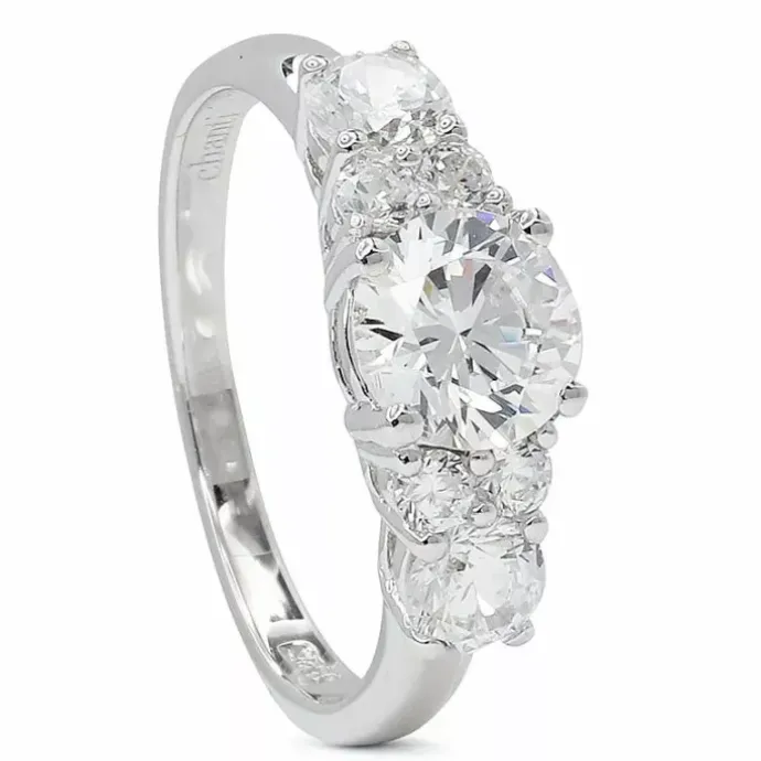 Glat zirkon ring i rhodineret sølv