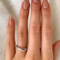 Glat zirkon ring i sølv