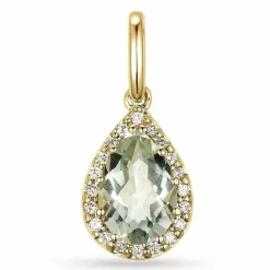 Grøn ametyst diamantvedhæng i 14 karat guld 0,10 ct 1,55 ct