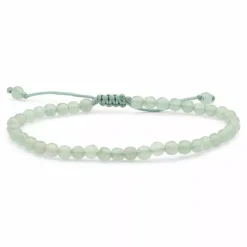 Grøn aventurin armbånd i silke snor 17 cm plua 3 cm x 4,1 mm