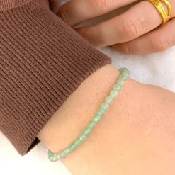 Grøn aventurin armbånd i silke snor 17 cm plua 3 cm x 4,1 mm
