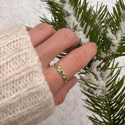 Grøn zirkon ring i forgyldt sølv - Bubbly Twist