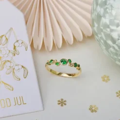 Grøn zirkon ring i forgyldt sølv - Bubbly Twist
