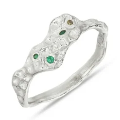Grøn zirkon ring i sølv