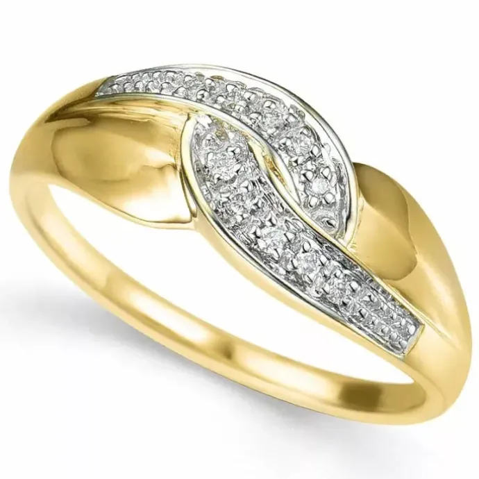 Ægte brillantring i 9 karat guld.- og hvidguld 0,05 ct