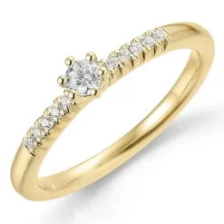 Ægte diamant guld ring i 14 karat guld 0,11 ct 0,06 ct