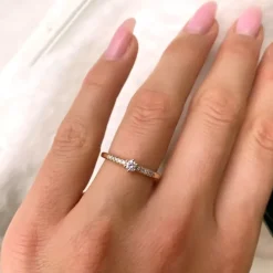 Ægte diamant guld ring i 14 karat guld 0,11 ct 0,06 ct