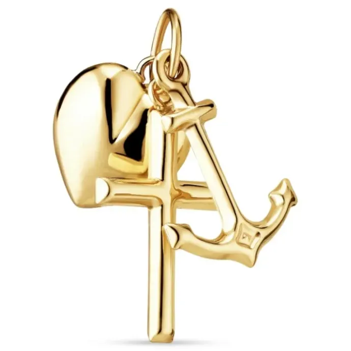 Ægte tro-håb-kærlighed vedhæng i 9 karat guld