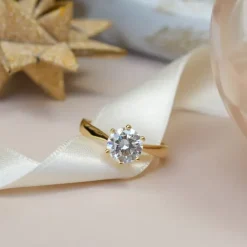 Guldring solitairering i 9 karat guld