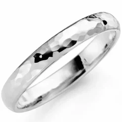 Hamret 3,5 mm vielsesring i 9 karat hvidguld