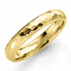 Hamret 3,5 mm vielsesring i 14 karat guld