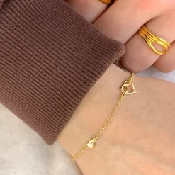 Hjerte armbånd i forgyldt sølv med vedhæng i forgyldt sølv