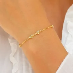 Hjerte armbånd i forgyldt sølv med vedhæng i forgyldt sølv