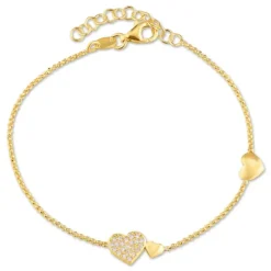 Hjerte armbånd i forgyldt sølv med vedhæng i forgyldt sølv