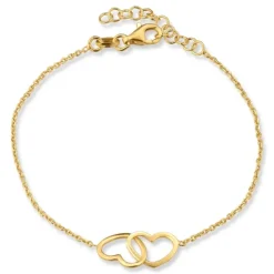 Hjerte armbånd i forgyldt sølv med vedhæng i forgyldt sølv