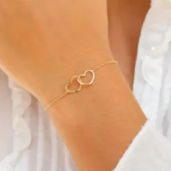 Hjerte armbånd i forgyldt sølv med vedhæng i forgyldt sølv